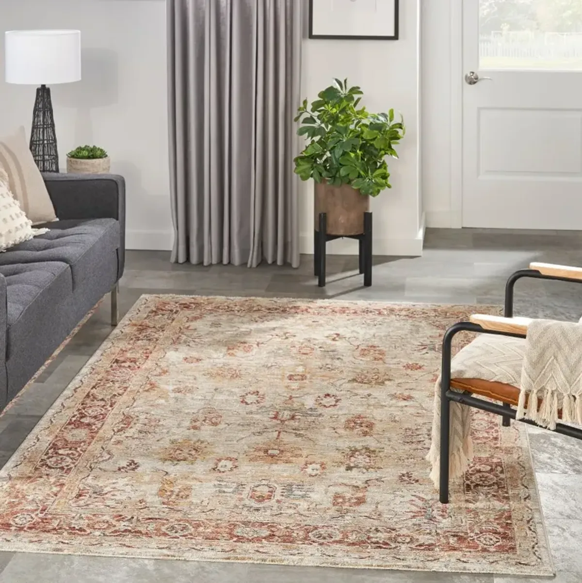 Sahar 5 x 8 Ivory Medallion Area Rug