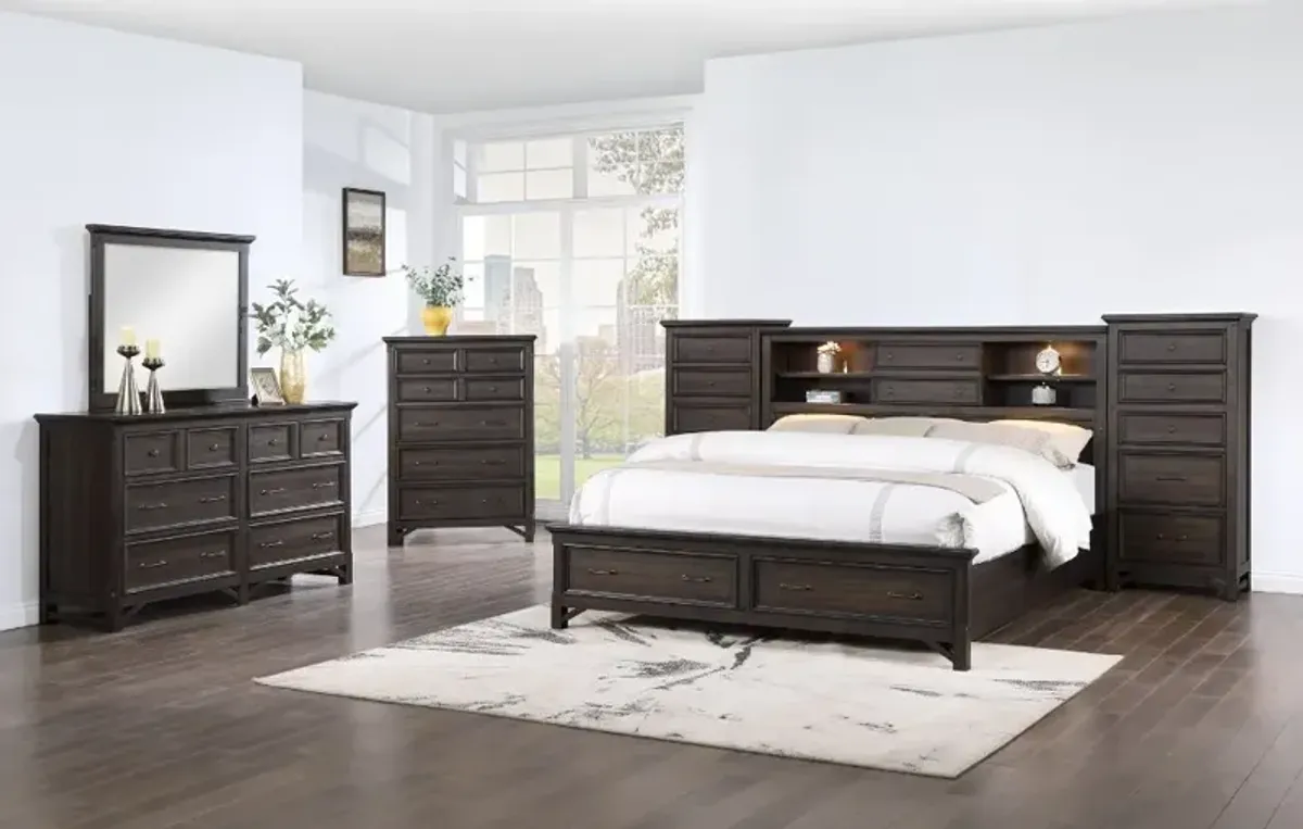 Stratford Brown Queen Storage Bed