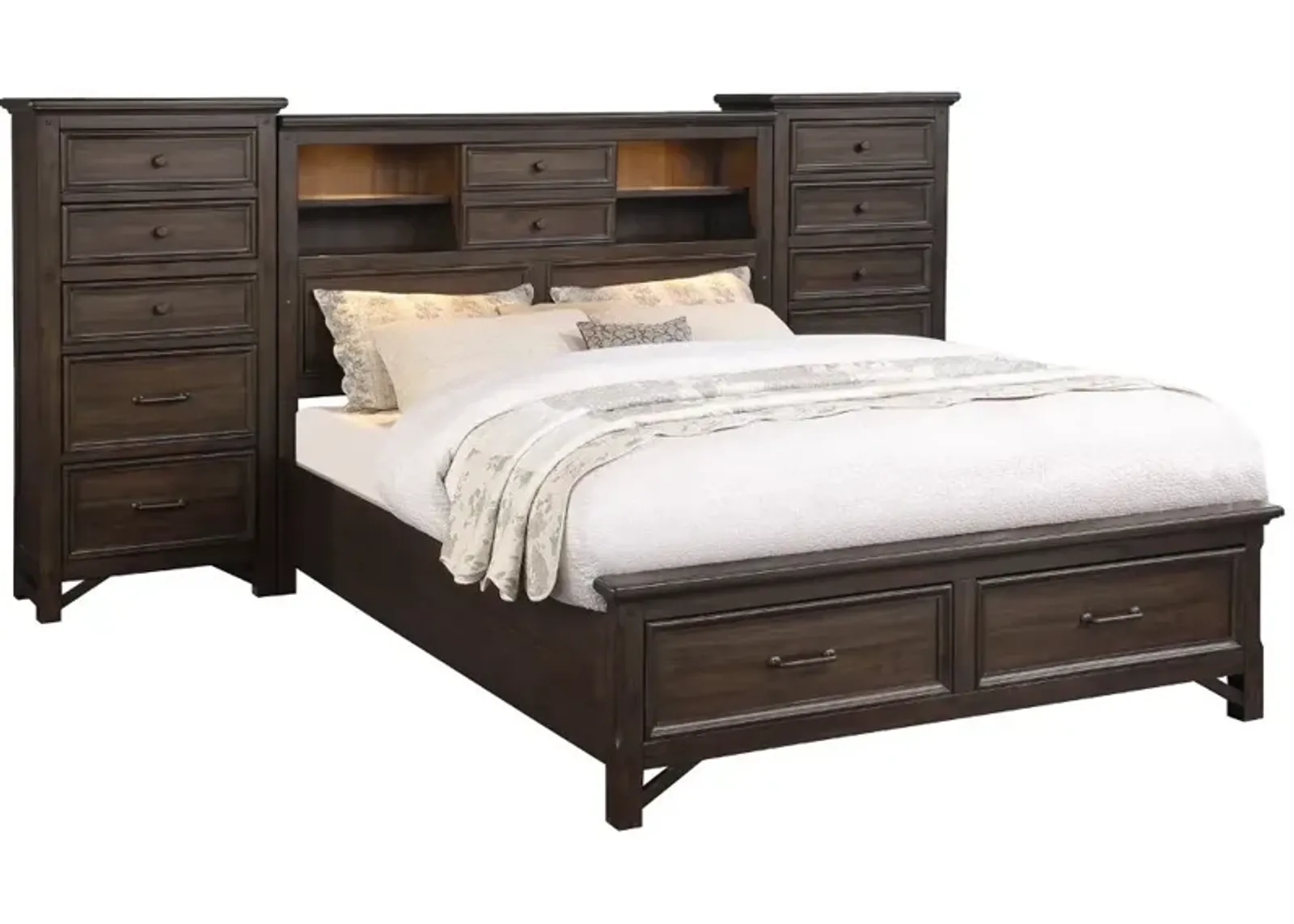 Stratford Brown Queen Storage Bed