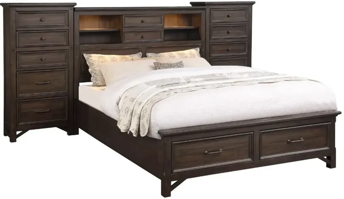 Stratford Brown Queen Storage Bed