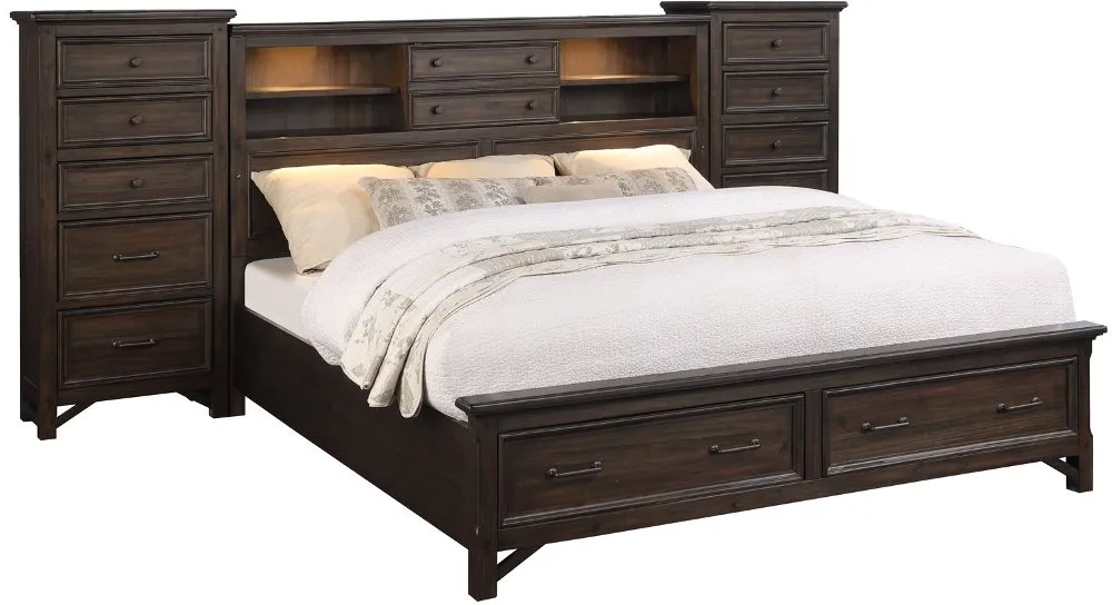 Stratford Brown King Storage Bed