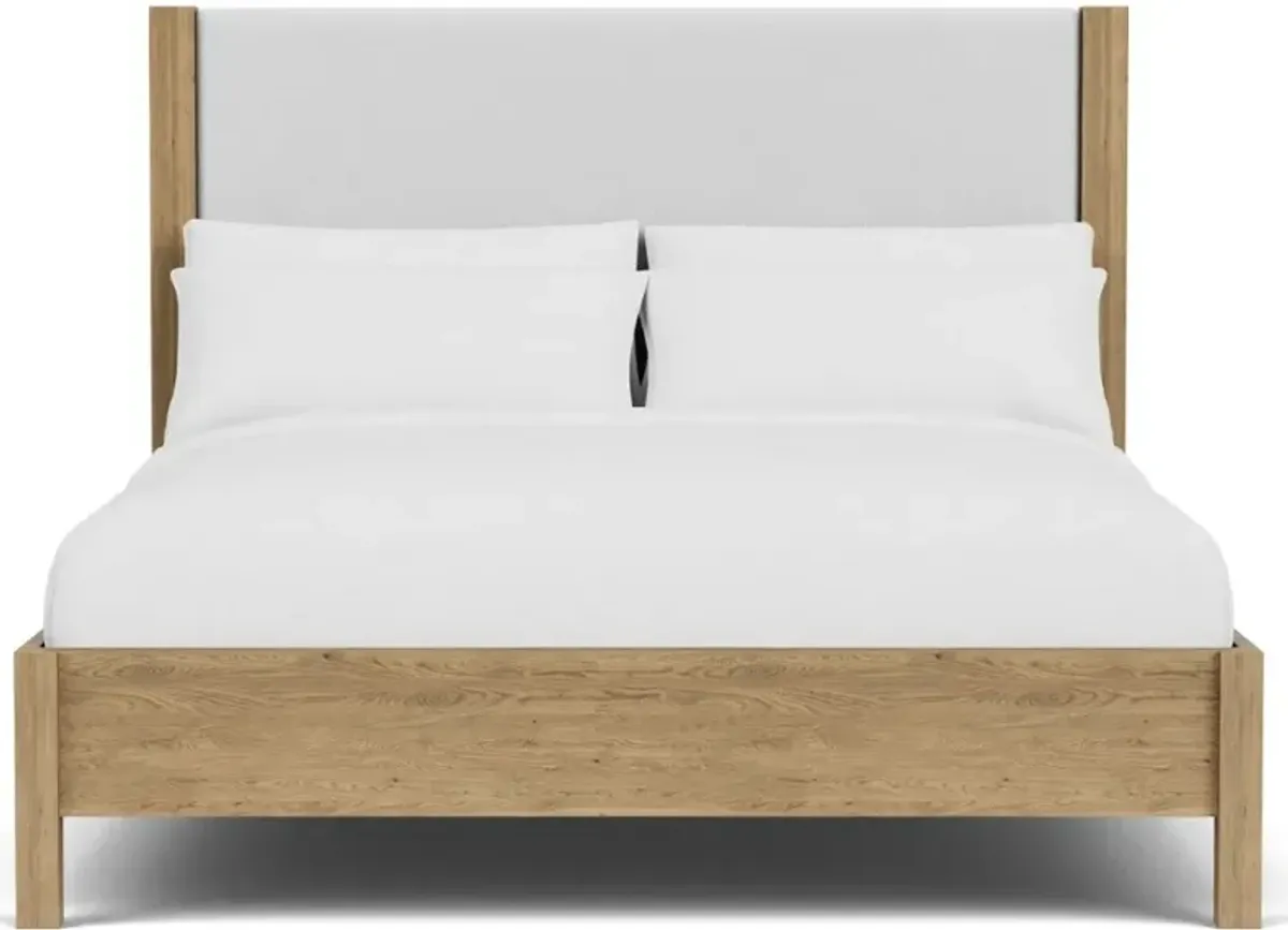 Davie Oak Queen Upholstered Bed