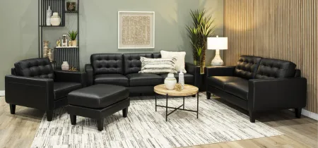 Cameron Black Leather Sofa