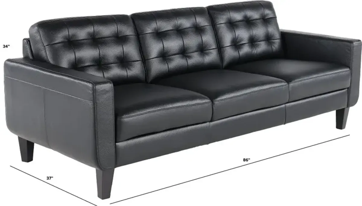 Cameron Black Leather Sofa