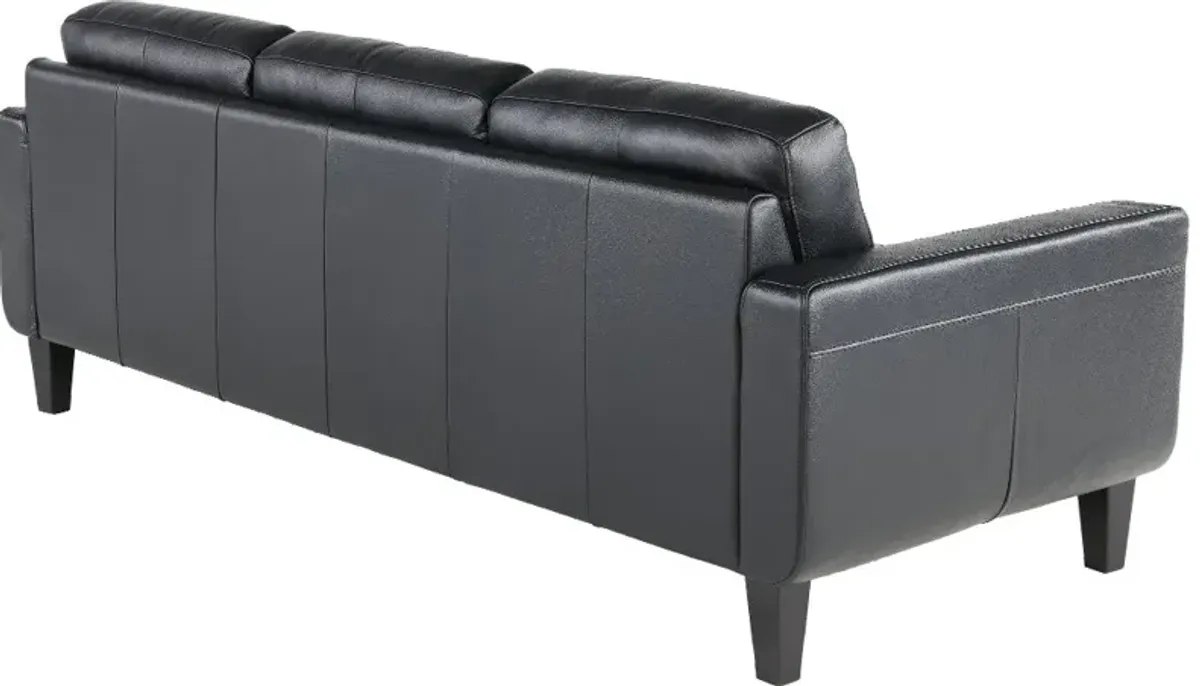 Cameron Black Leather Sofa