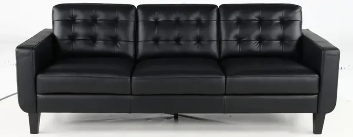 Cameron Black Leather Sofa