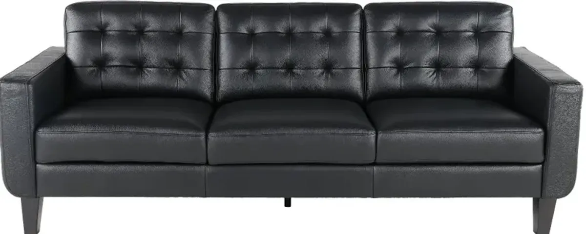 Cameron Black Leather Sofa