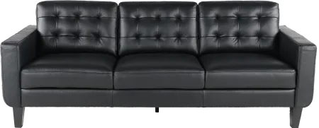 Cameron Black Leather Sofa