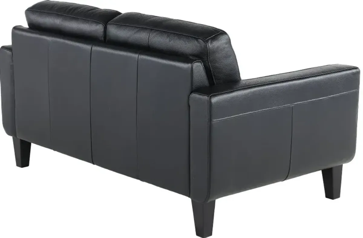 Cameron Black Leather Loveseat