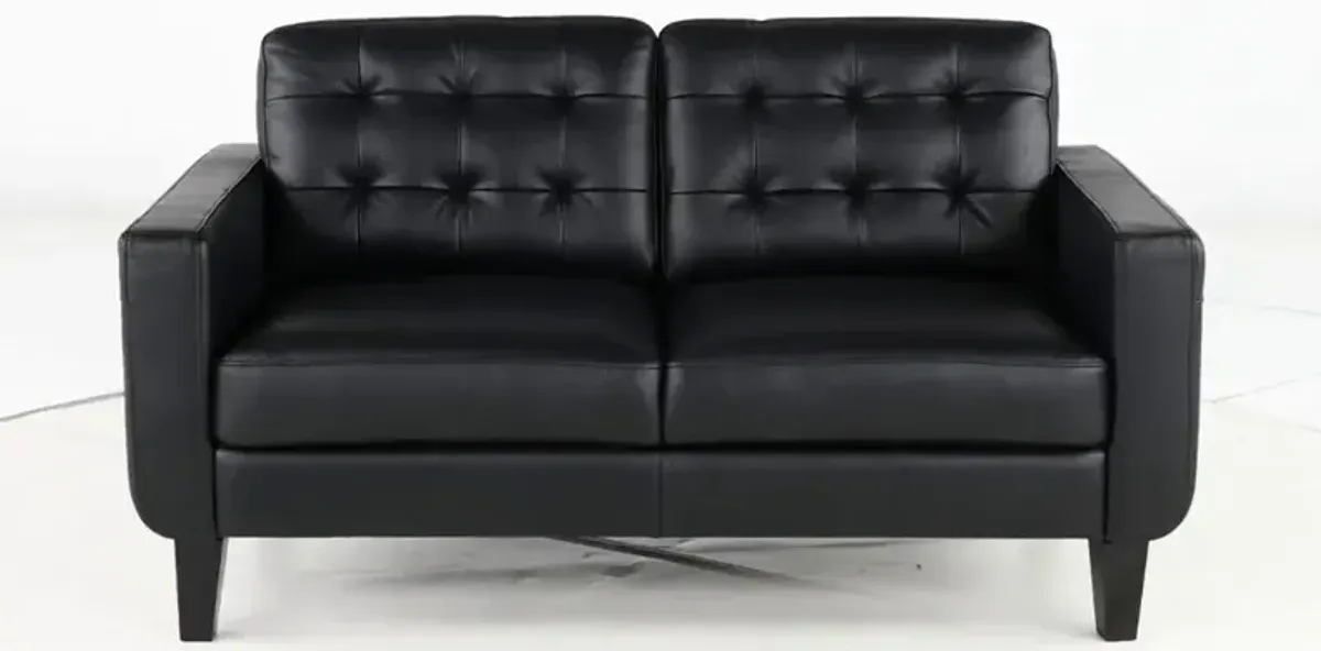 Cameron Black Leather Loveseat