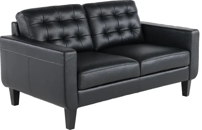 Cameron Black Leather Loveseat