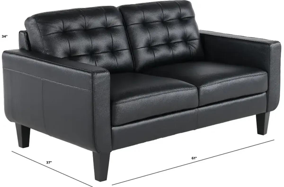 Cameron Black Leather Loveseat