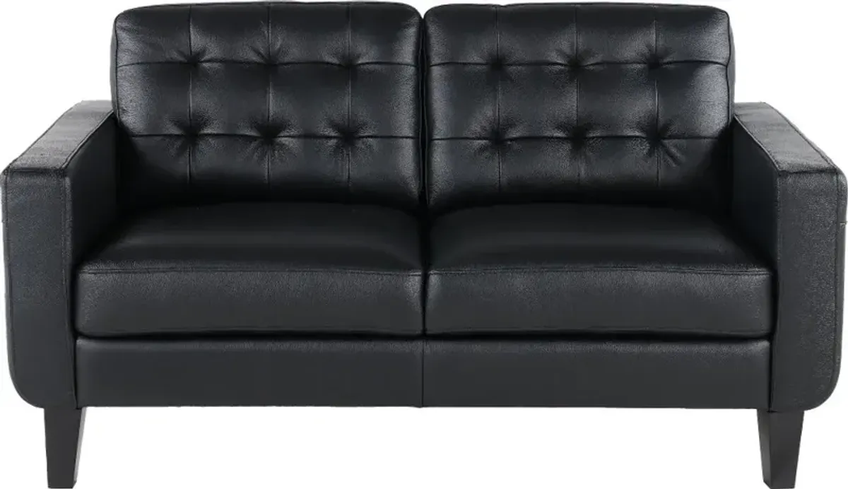 Cameron Black Leather Loveseat