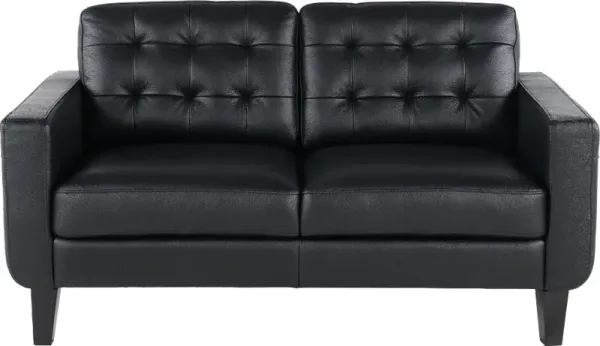 Cameron Black Leather Loveseat