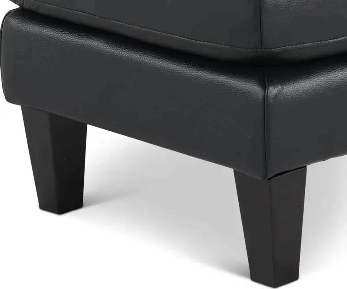 Cameron Black Leather Ottoman