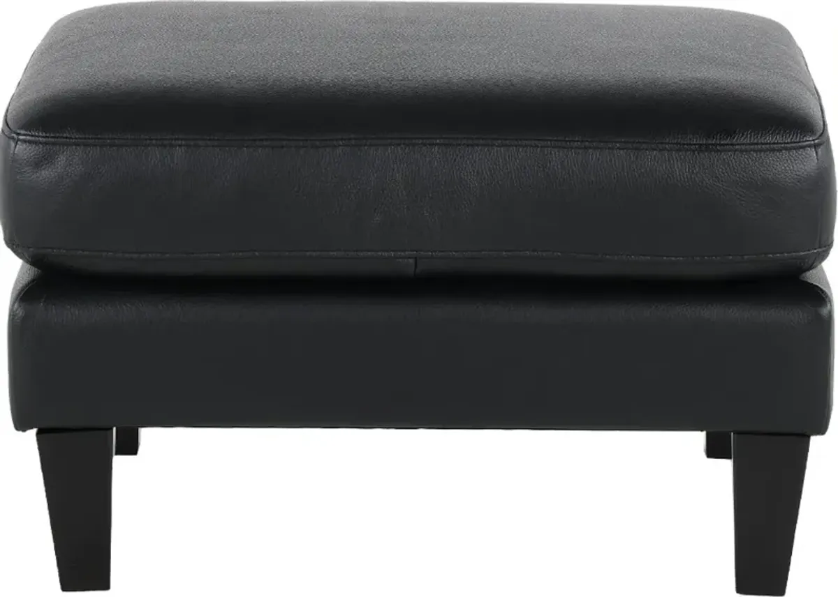 Cameron Black Leather Ottoman