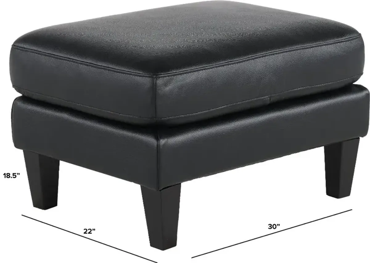 Cameron Black Leather Ottoman