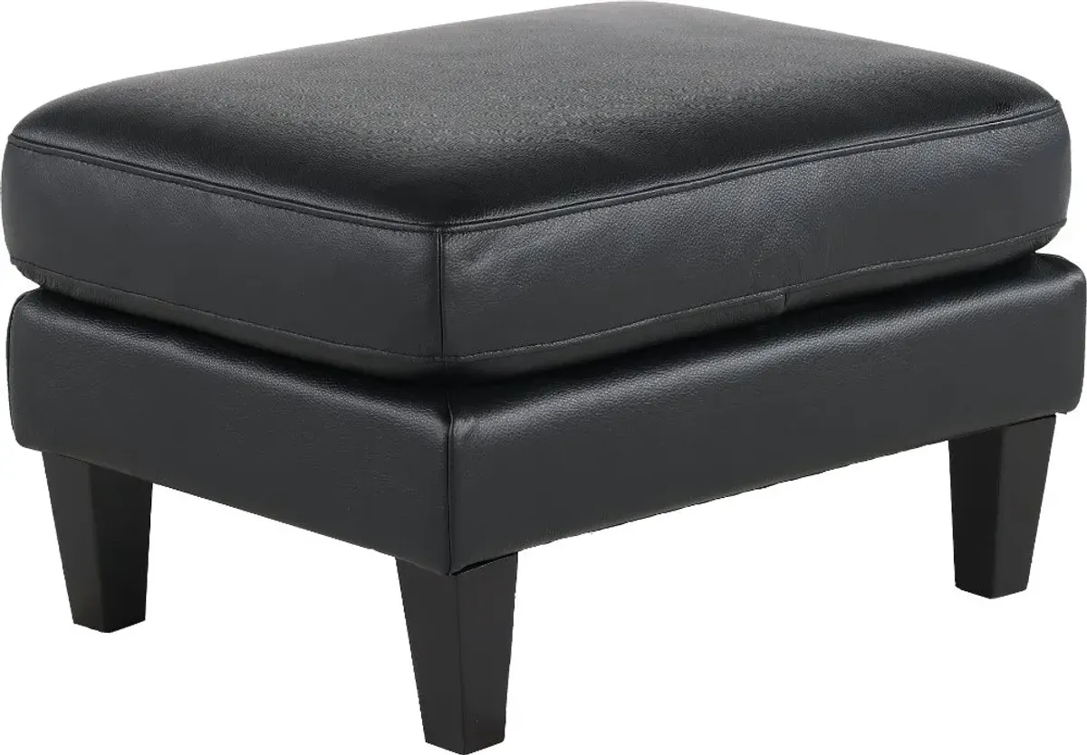 Cameron Black Leather Ottoman