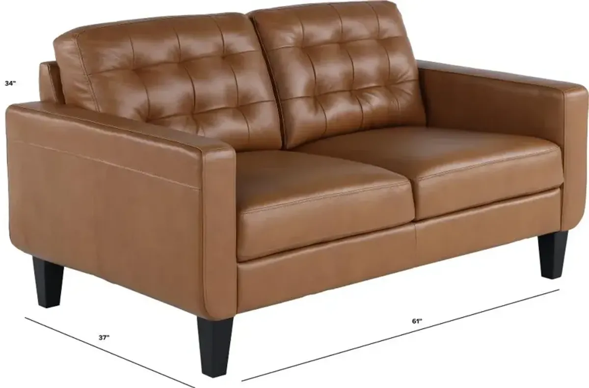 Cameron Brown Leather Loveseat