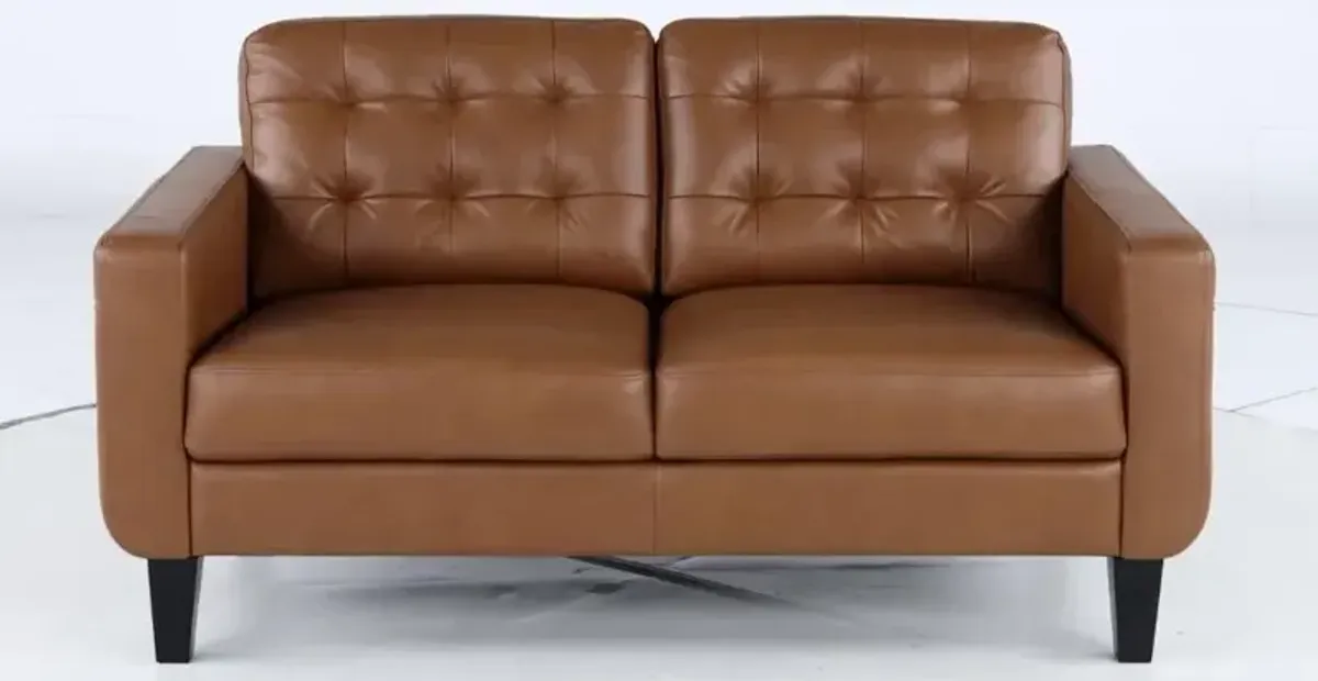 Cameron Brown Leather Loveseat