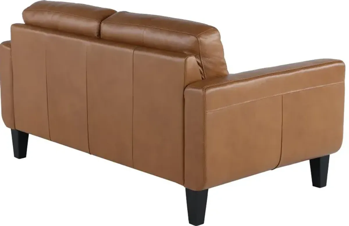 Cameron Brown Leather Loveseat