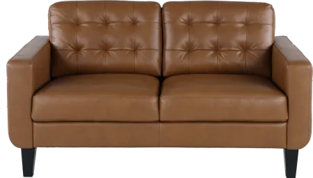 Cameron Brown Leather Loveseat