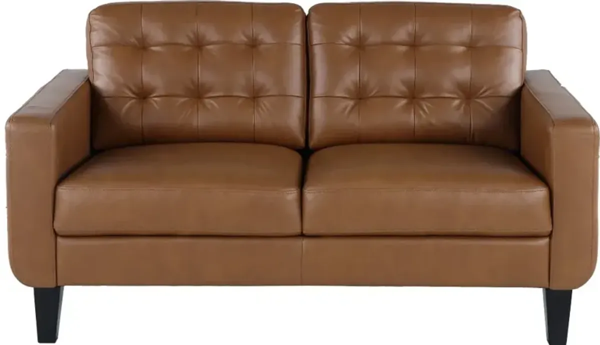 Cameron Brown Leather Loveseat