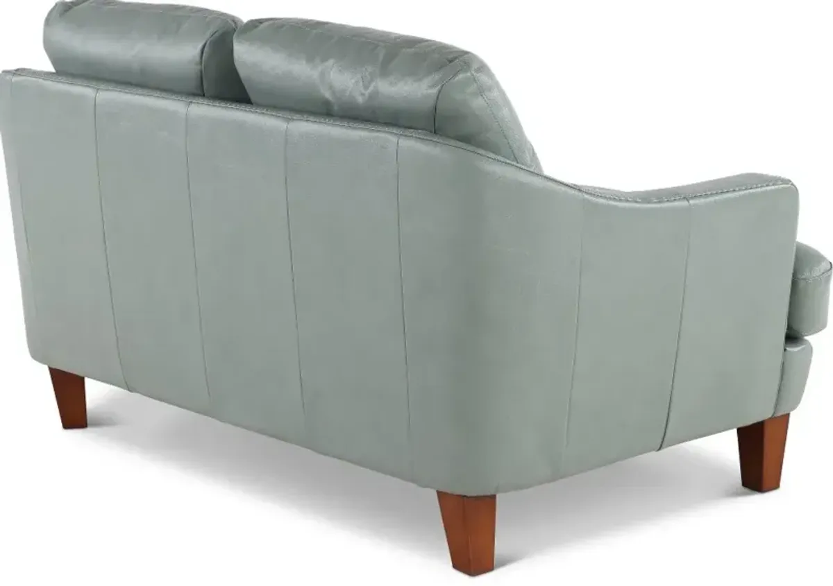 Palmer Ice Blue Leather Loveseat