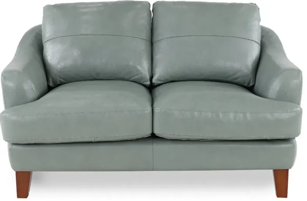 Palmer Ice Blue Leather Loveseat