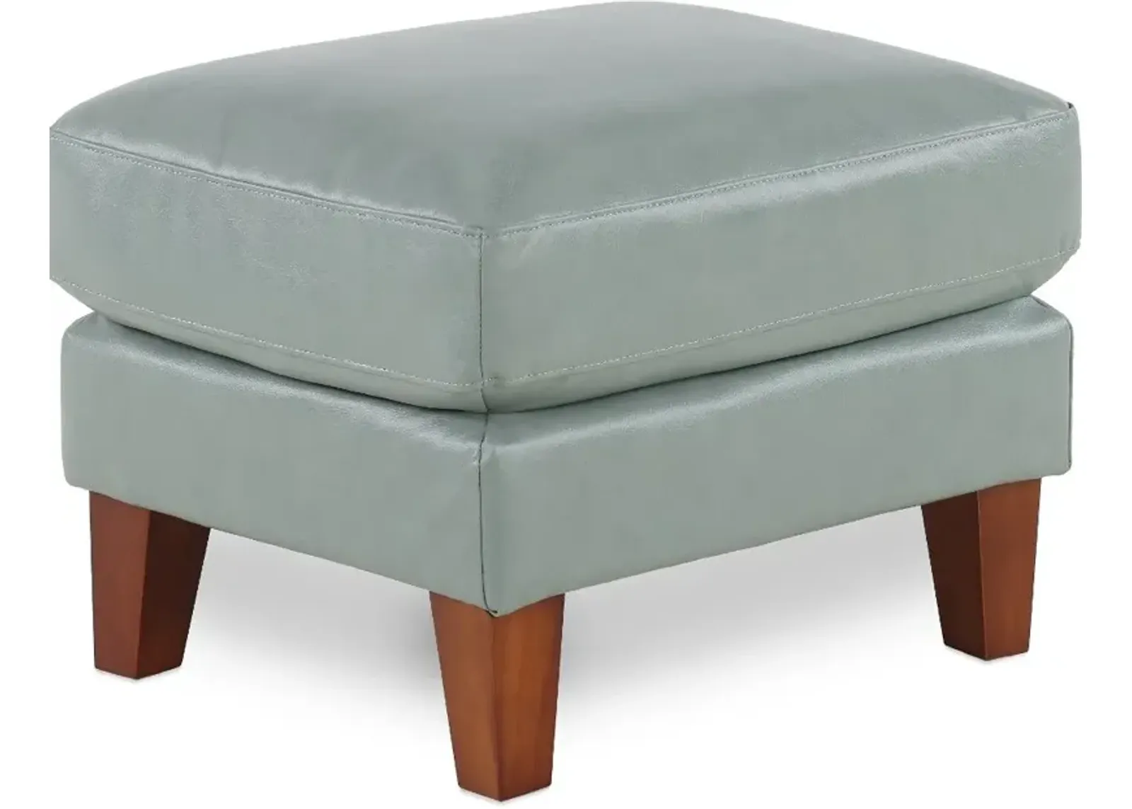 Palmer Ice Blue Leather Ottoman