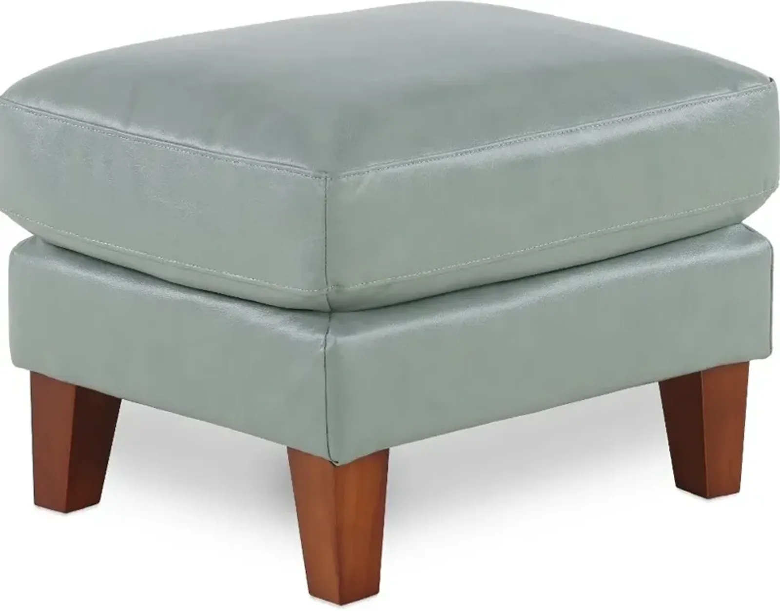 Palmer Ice Blue Leather Ottoman