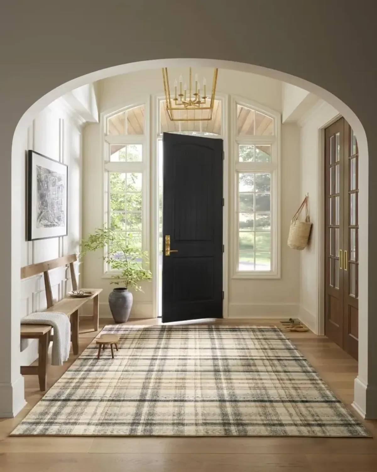 Humphrey 7 x 9 Ivory Plaid Area Rug