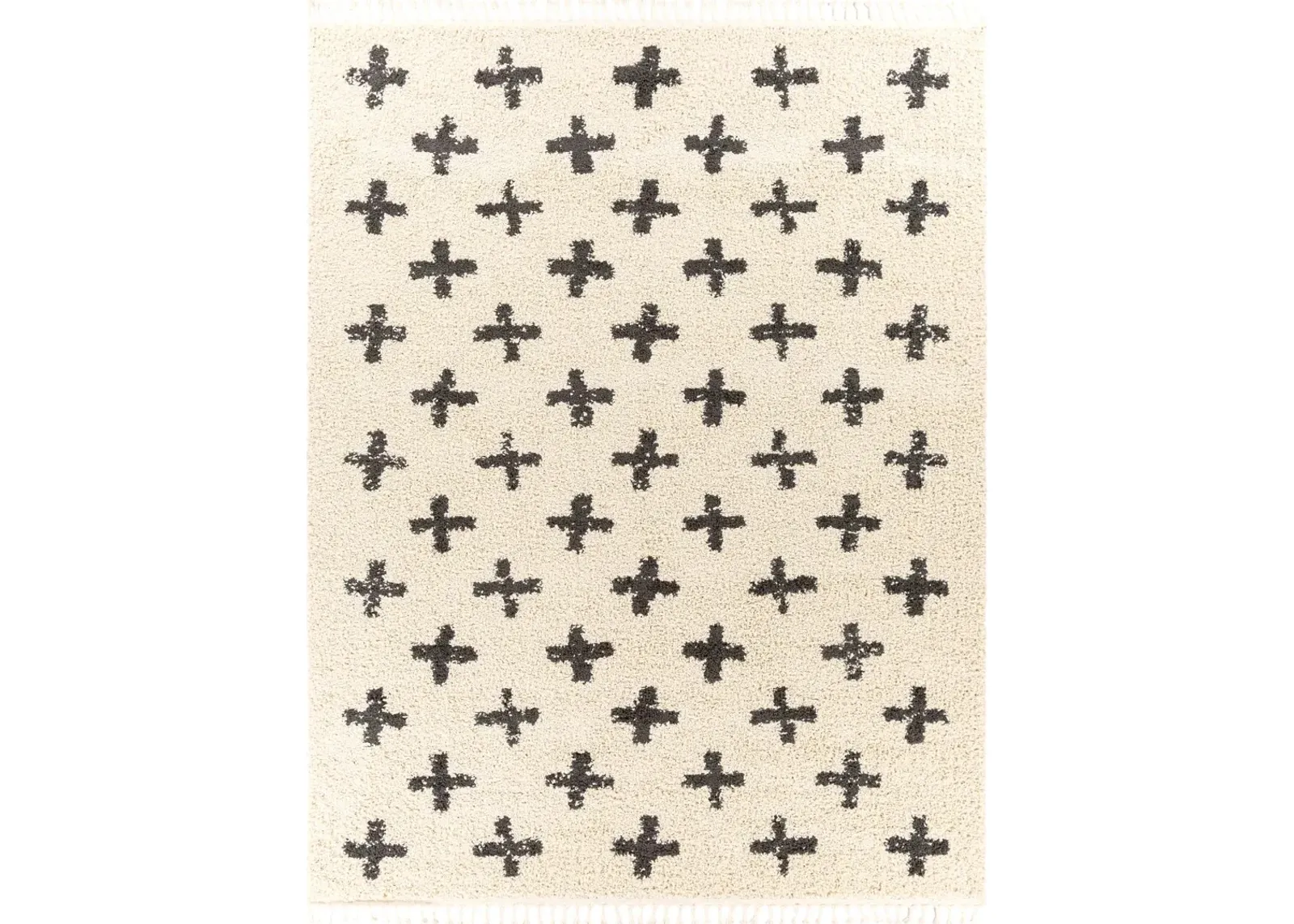 Berber 5 x 7 Contemporary Swiss Cream Shag Rug