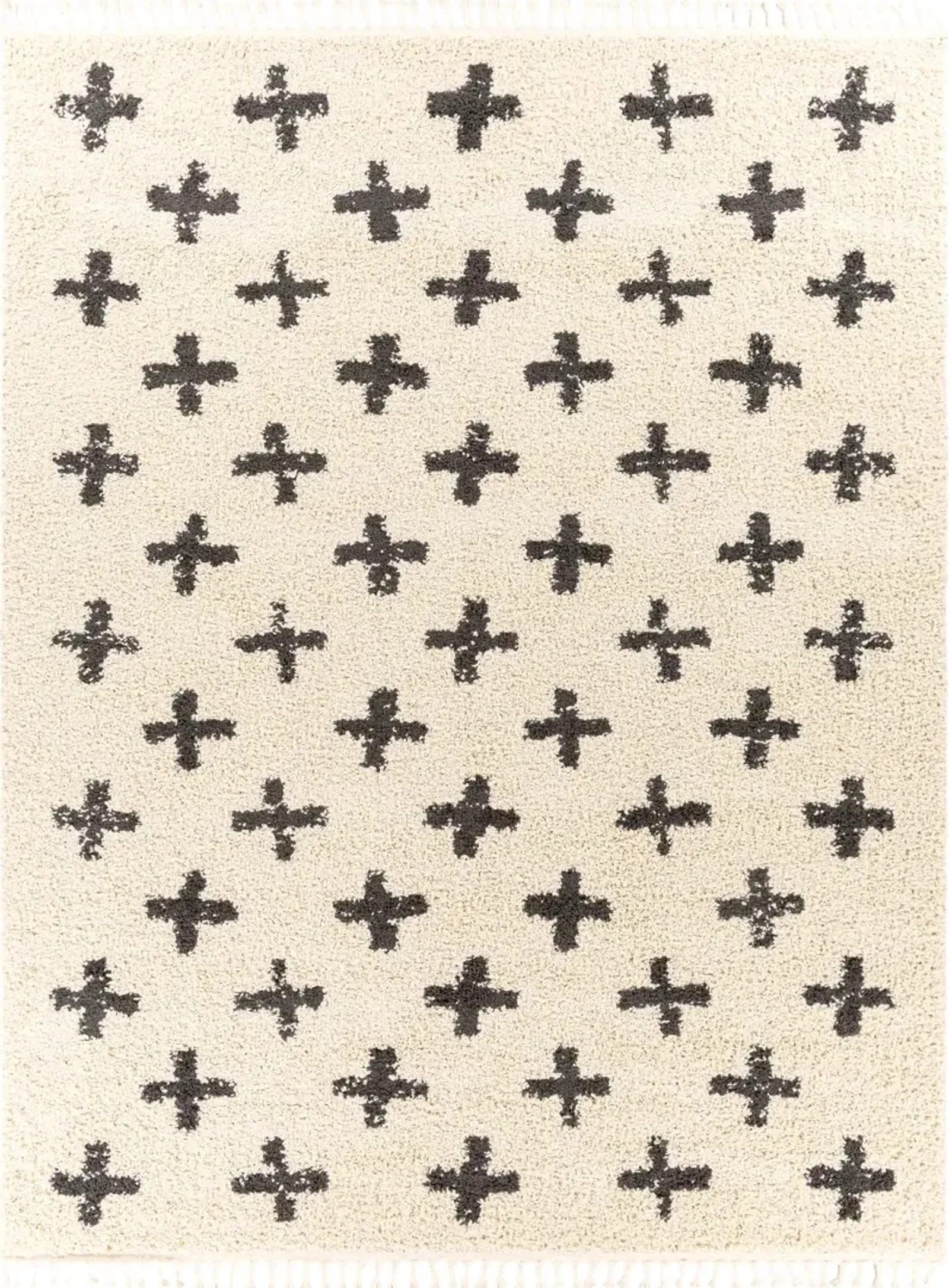 Berber 5 x 7 Contemporary Swiss Cream Shag Rug