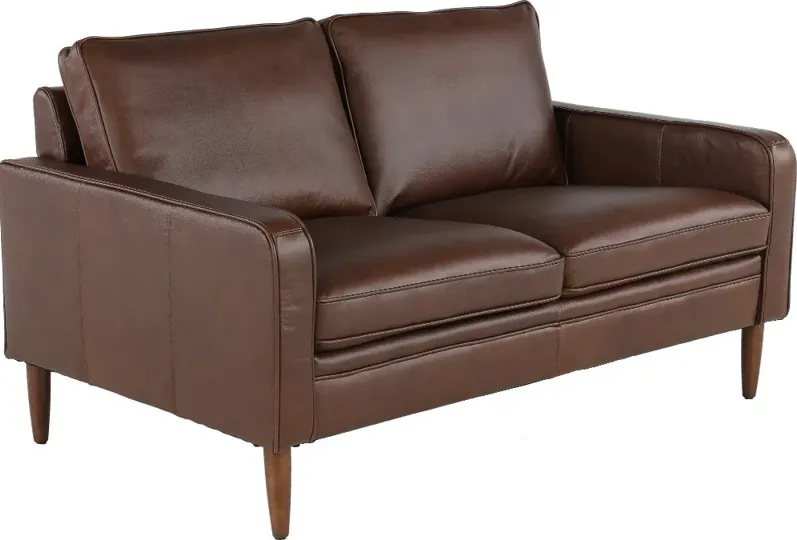 Volcano Brown Leather Loveseat