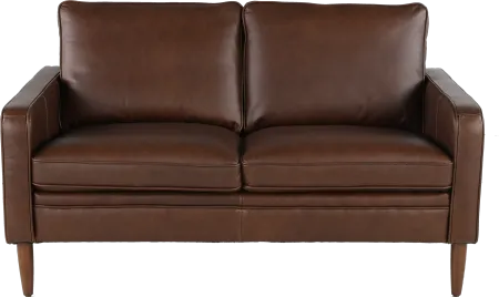 Volcano Brown Leather Loveseat