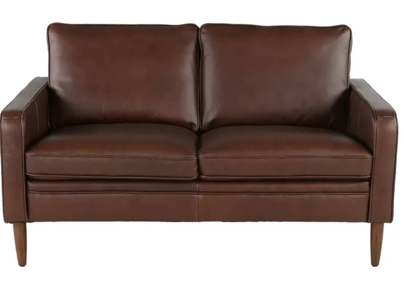 Volcano Brown Leather Loveseat