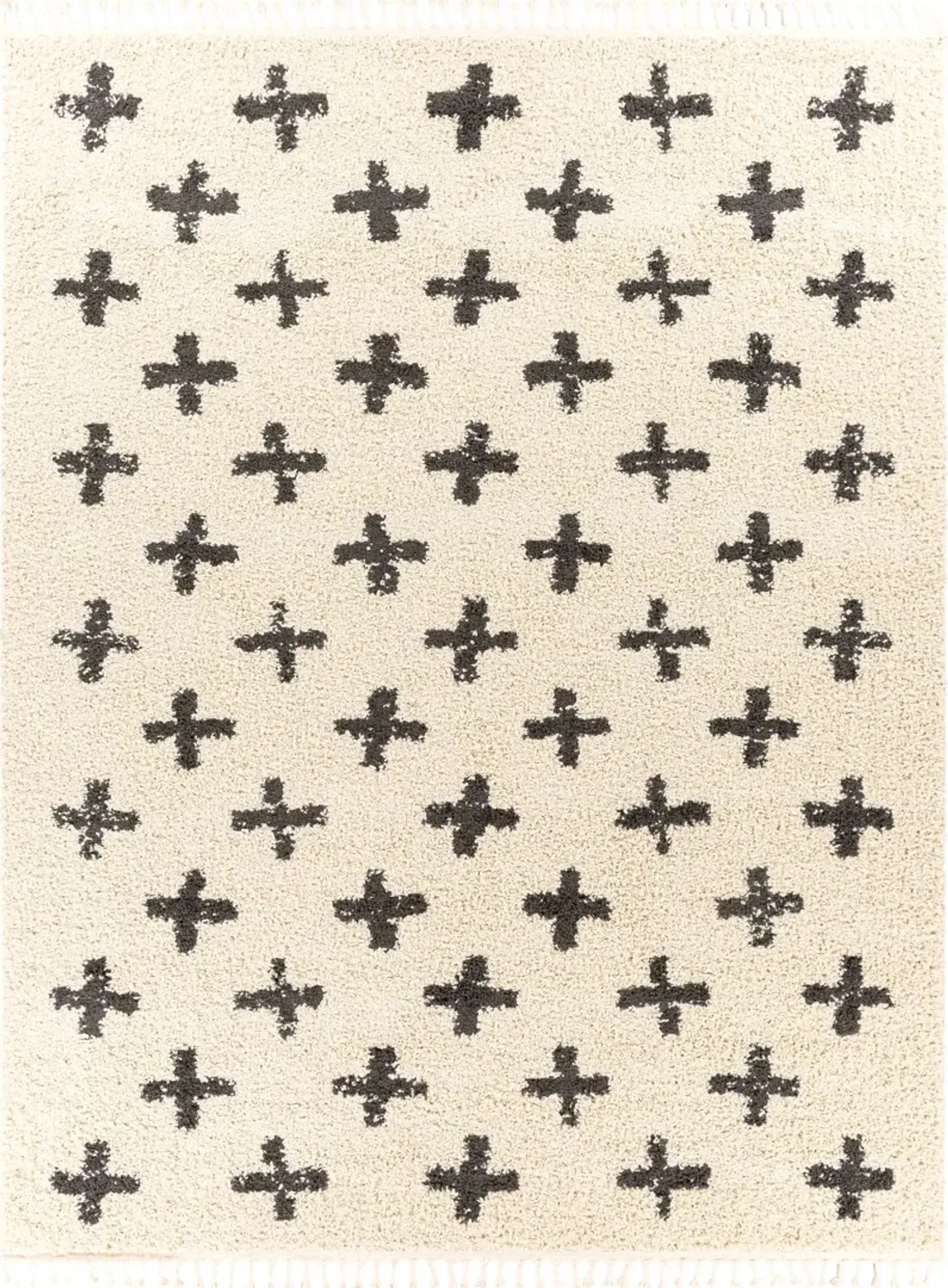 Berber 8 x 10 Contemporary Swiss Cream Shag Rug