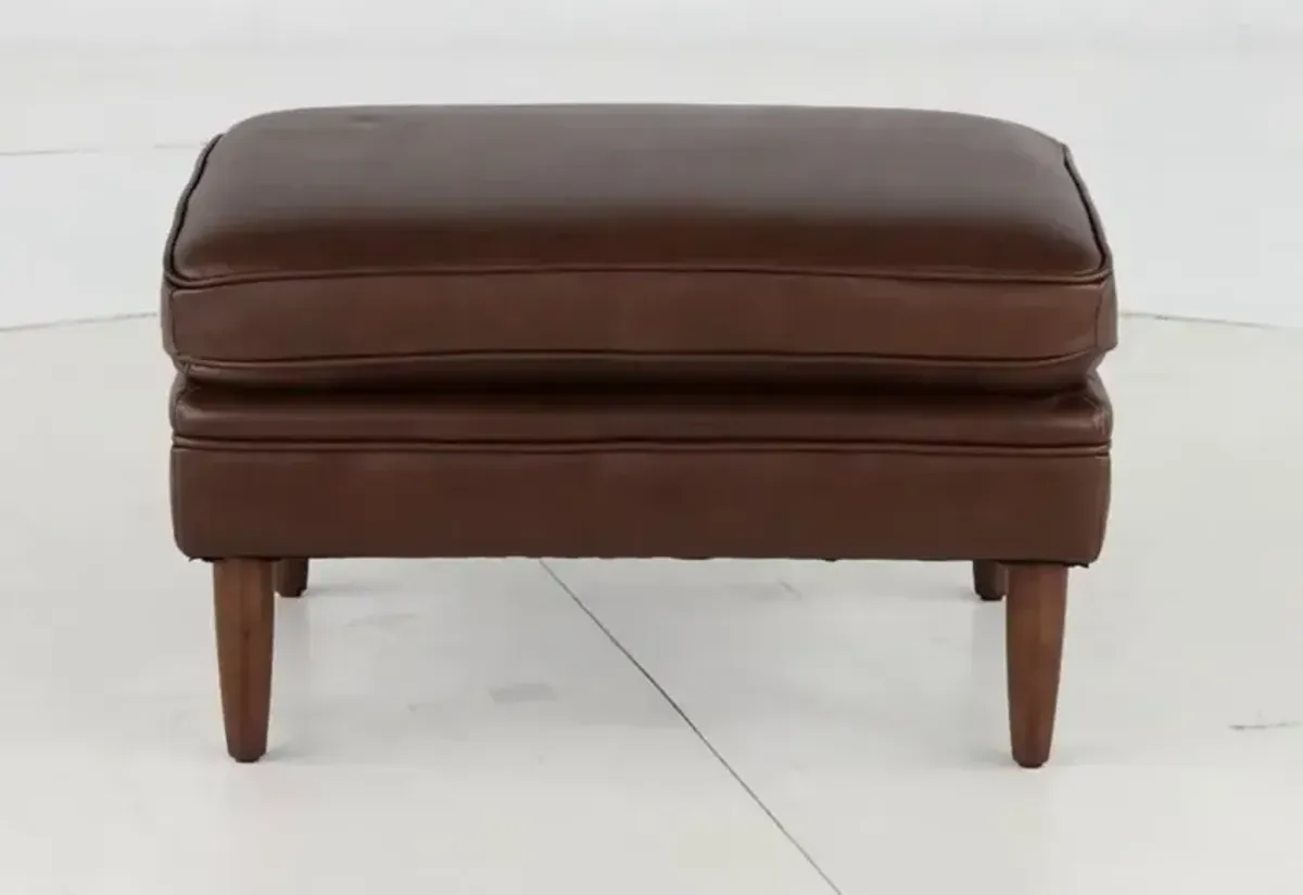 Volcano Brown Leather Ottoman