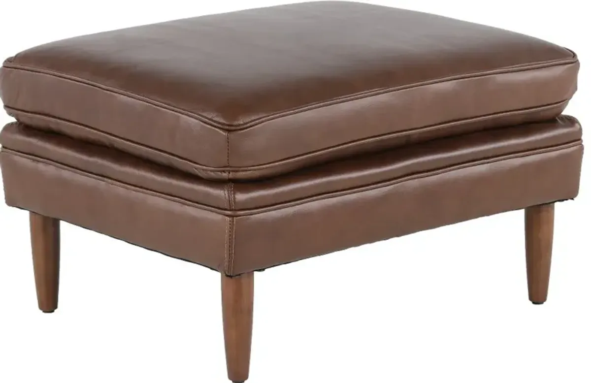 Volcano Brown Leather Ottoman