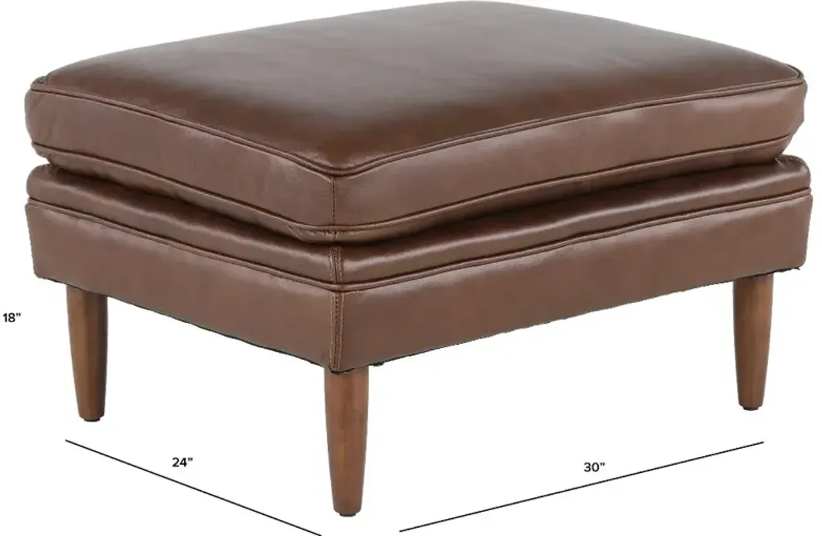 Volcano Brown Leather Ottoman