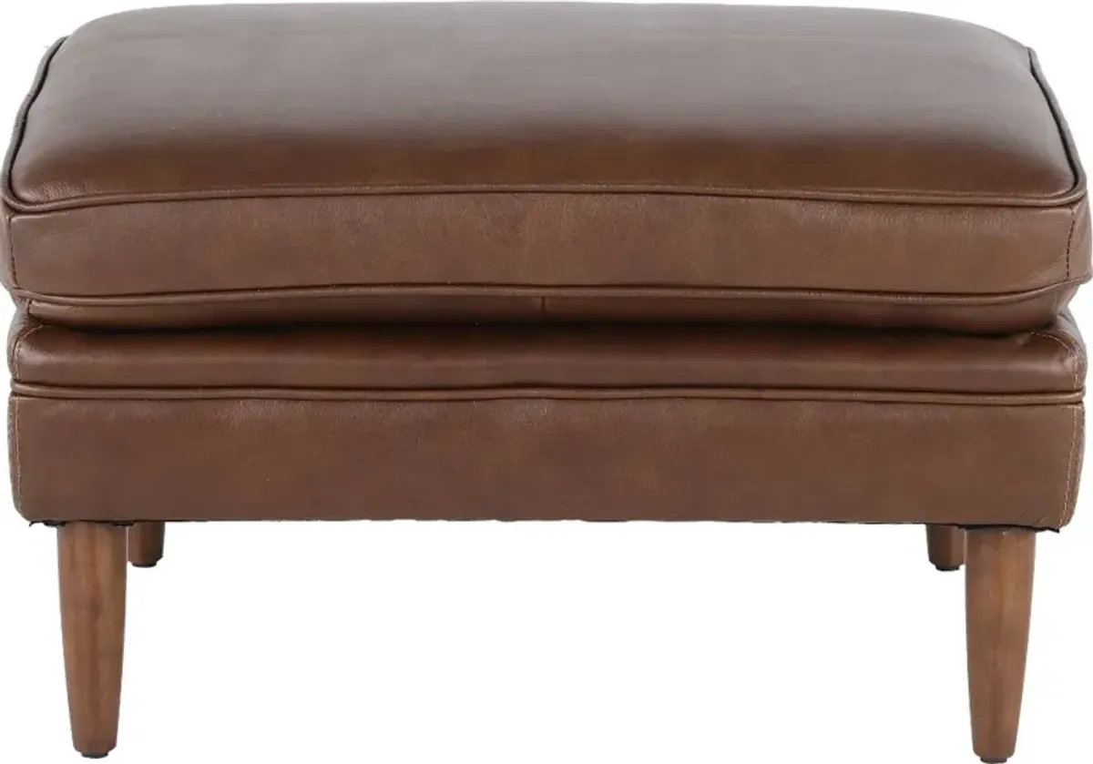 Volcano Brown Leather Ottoman