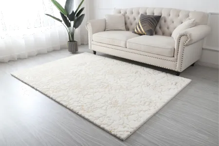 Metallica 8 x 11 White Scattered Lines Area Rug