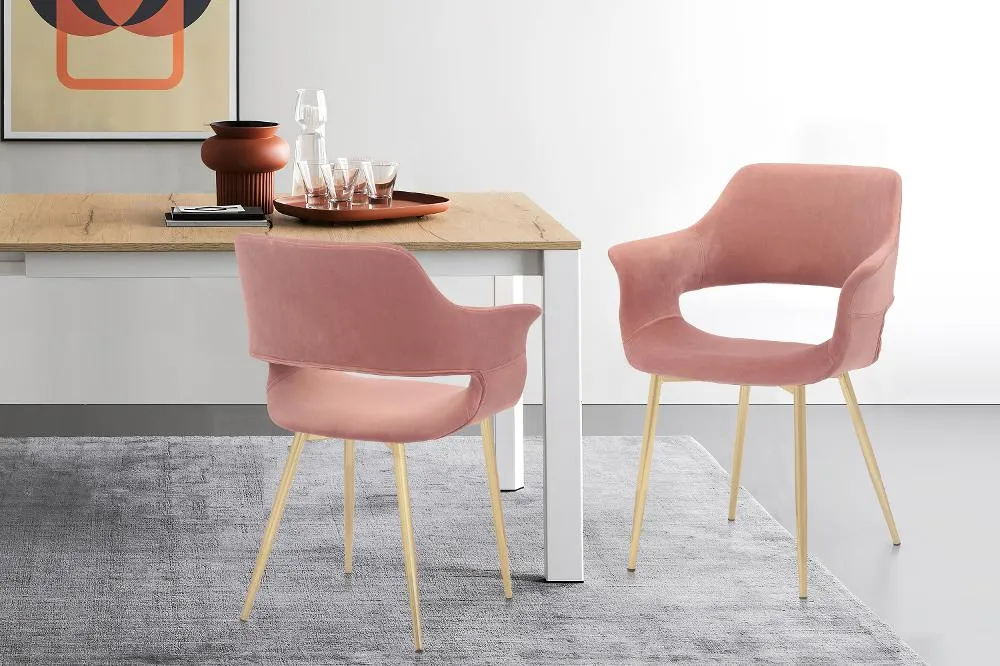 Gigi Pink Dining Room Arm Chair (Set of 2)