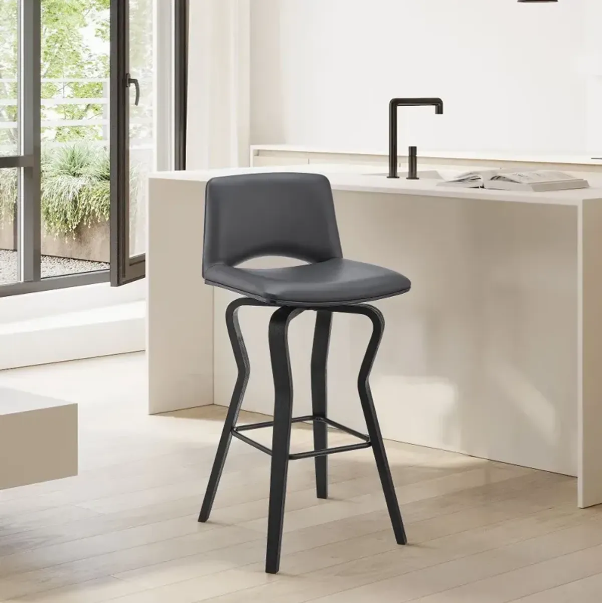 Gerty Gray Swivel Counter Height Stool