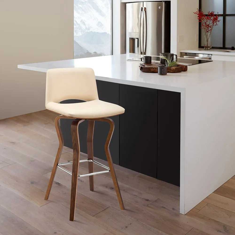 Gerty Cream and Walnut Bar Stool