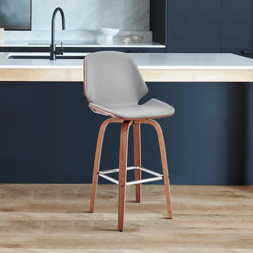 Arabela Gray and Walnut Swivel Counter Height Stool