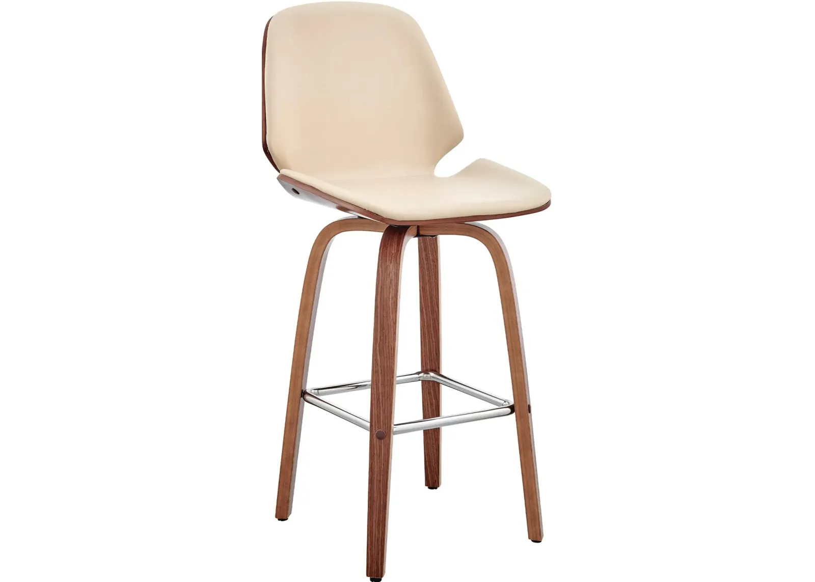 Arabela Cream and Walnut Swivel Counter Height Stool