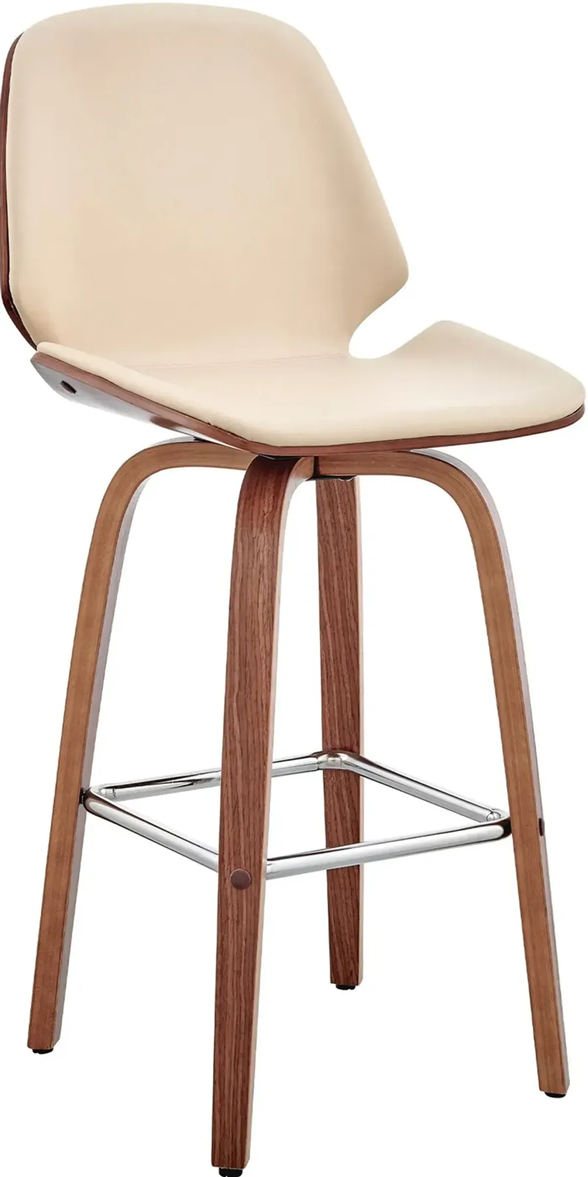 Arabela Cream and Walnut Swivel Counter Height Stool