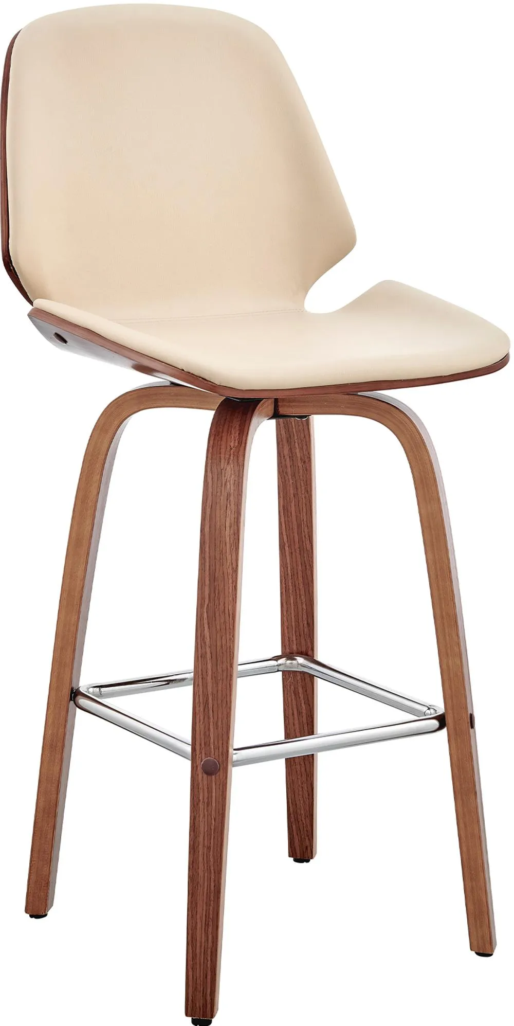 Arabela Cream and Walnut Swivel Counter Height Stool